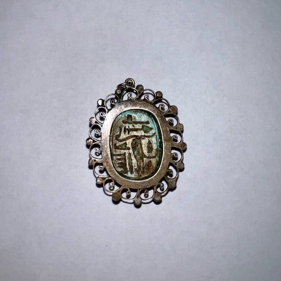 Vintage Turquoise Scarab Pendant - Picture 5 of 6